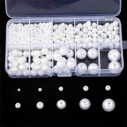 1 Set Imitation Pearl Geometric Round Beads