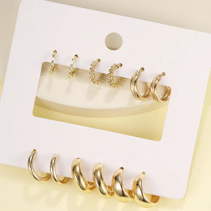 1 Set Simple Style Round Plating Alloy Earrings