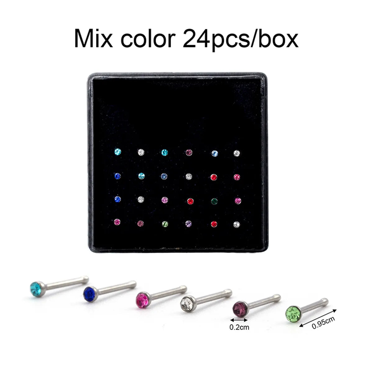 1 Set Simple Style Round Titanium Steel Inlay Rhinestones Nose Studs