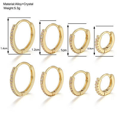 1 Set Simple Style Solid Color Inlay Alloy Rhinestones Earrings