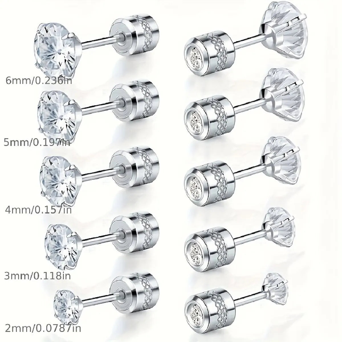 1 Set Simple Style Solid Color Inlay 304 Stainless Steel Zircon 18K Gold Plated Ear Studs