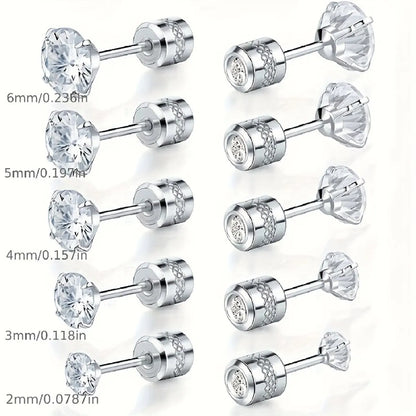 1 Set Simple Style Solid Color Inlay 304 Stainless Steel Zircon 18K Gold Plated Ear Studs