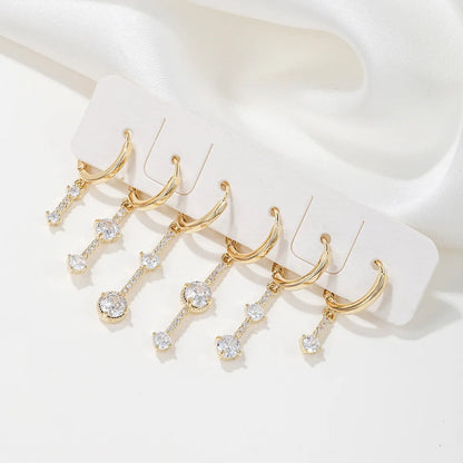 1 Set Simple Style Solid Color Plating Inlay Brass Zircon 18k Gold Plated Silver Plated Drop Earrings