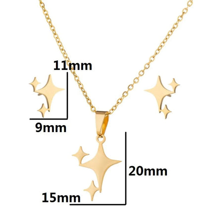 1 Set Simple Style Star Stainless Steel Titanium Steel Plating Earrings Necklace