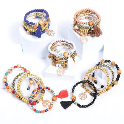 1 Set Simple Style Tree Arylic Alloy Resin Beaded Tassel Plating Women's Bracelets