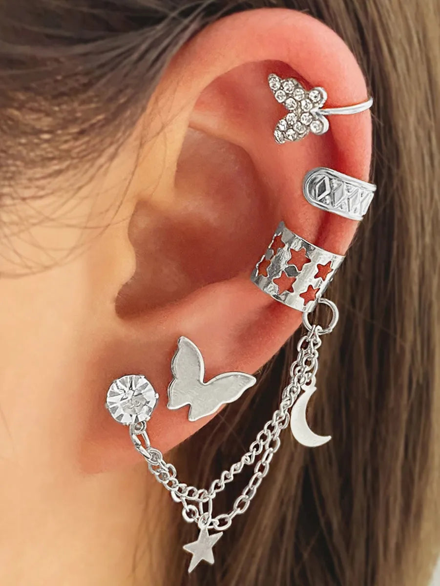 1 Set Simple Style U Shape Geometric Butterfly Plating Alloy Ear Cuffs Ear Studs