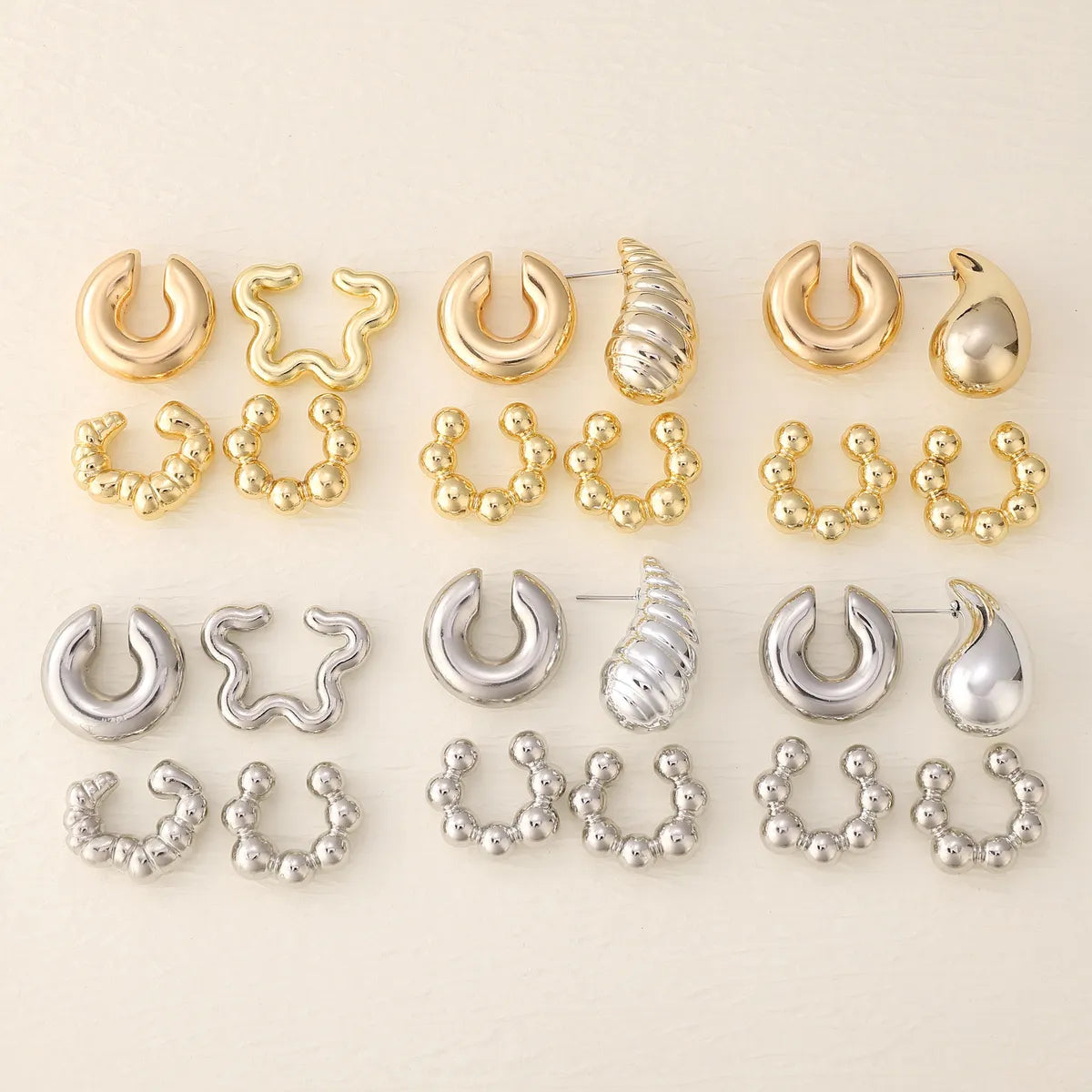 1 Set Simple Style C Shape Water Droplets Alloy Ear Cuffs