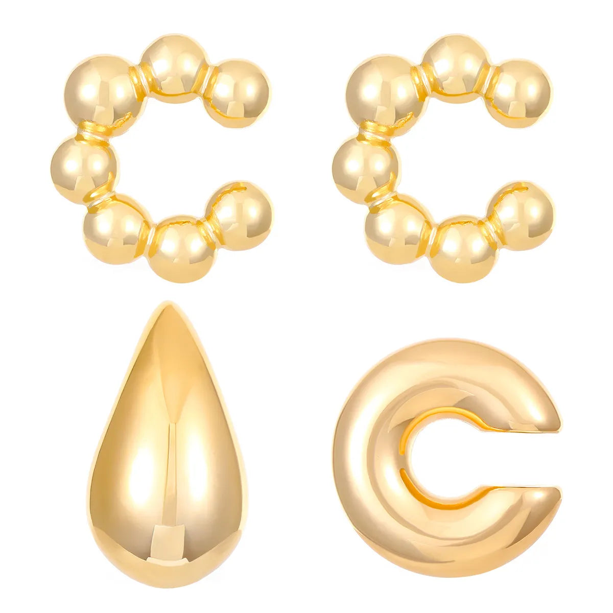 1 Set Simple Style C Shape Water Droplets Alloy Ear Cuffs