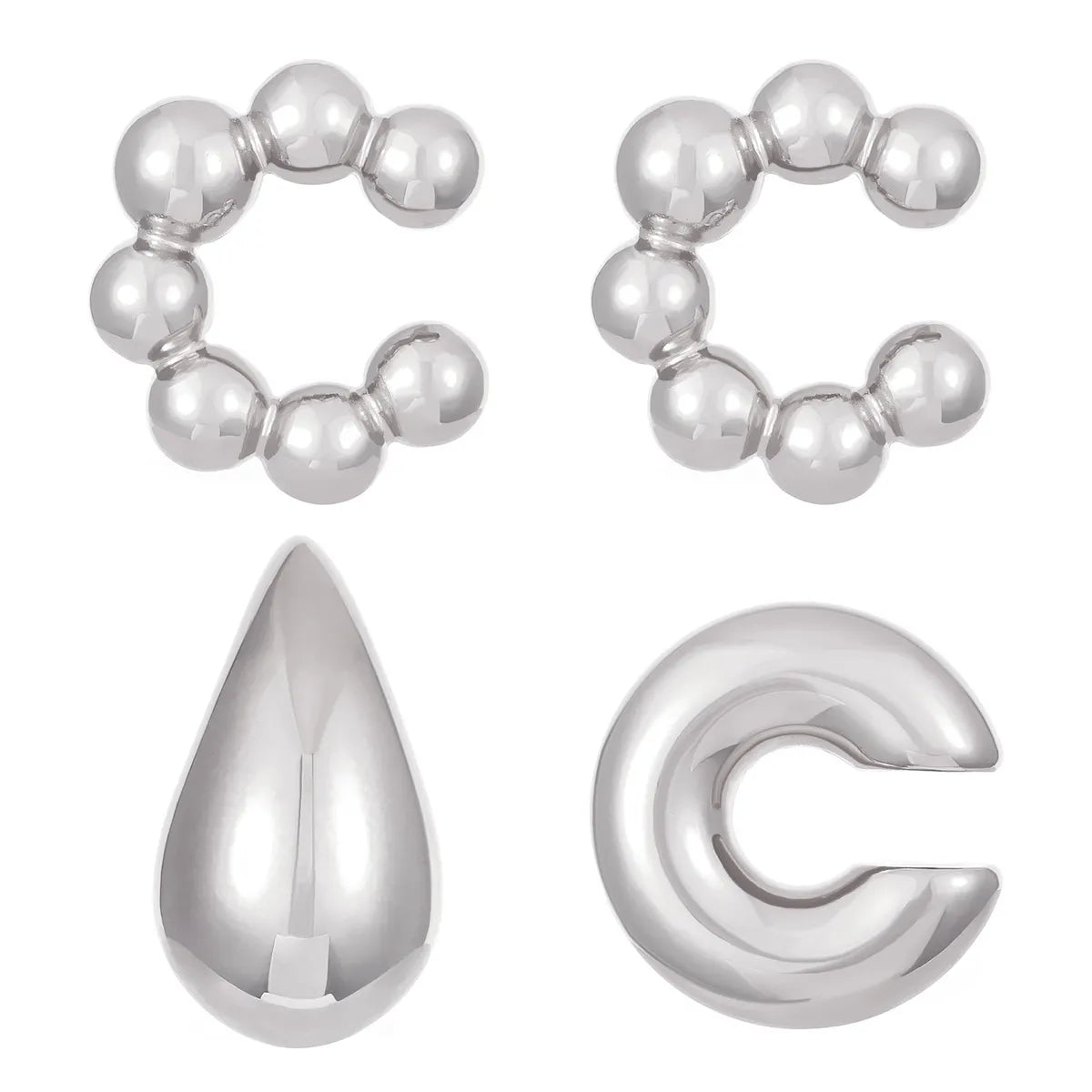 1 Set Simple Style C Shape Water Droplets Alloy Ear Cuffs