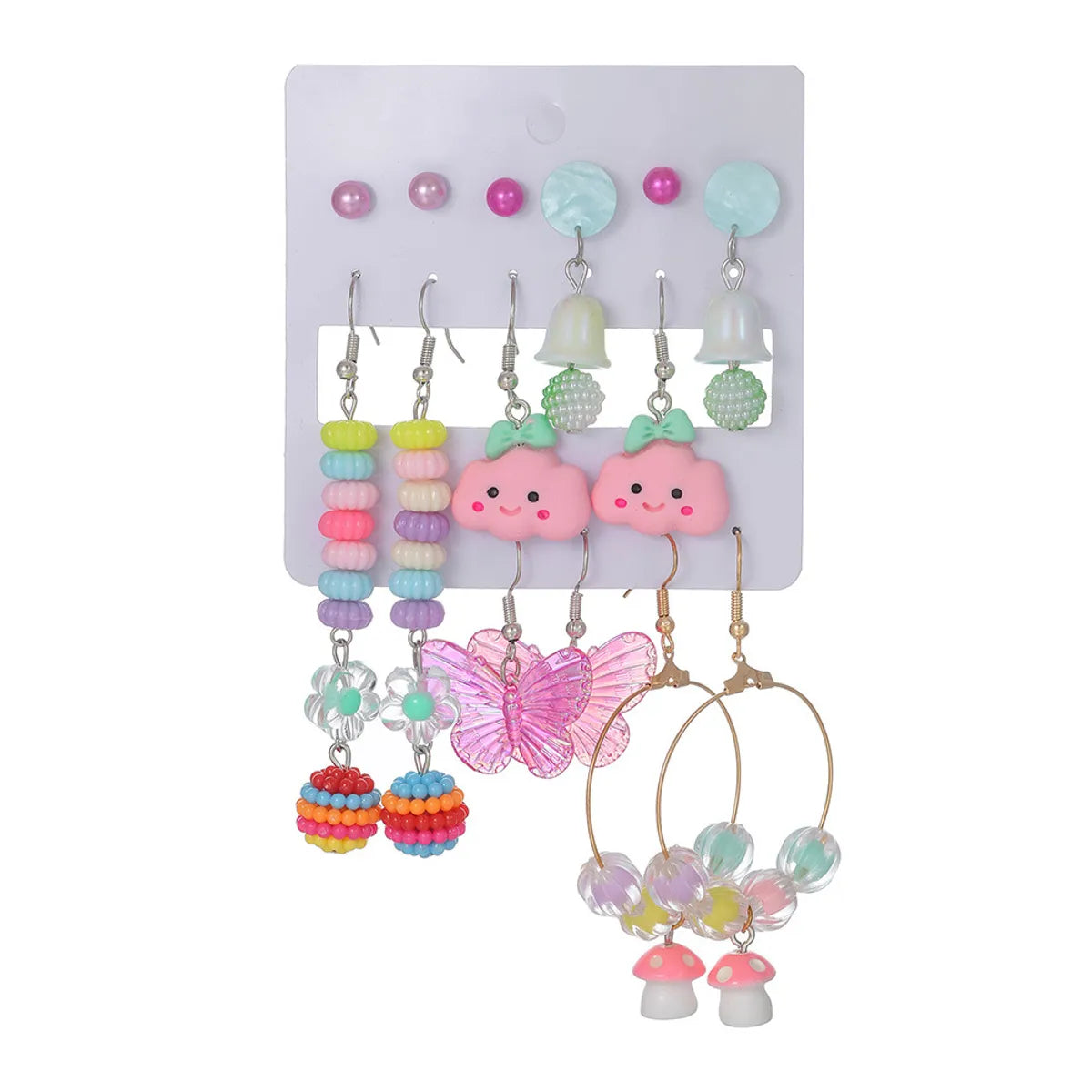 1 Set Sweet Clouds Beaded Arylic Drop Earrings