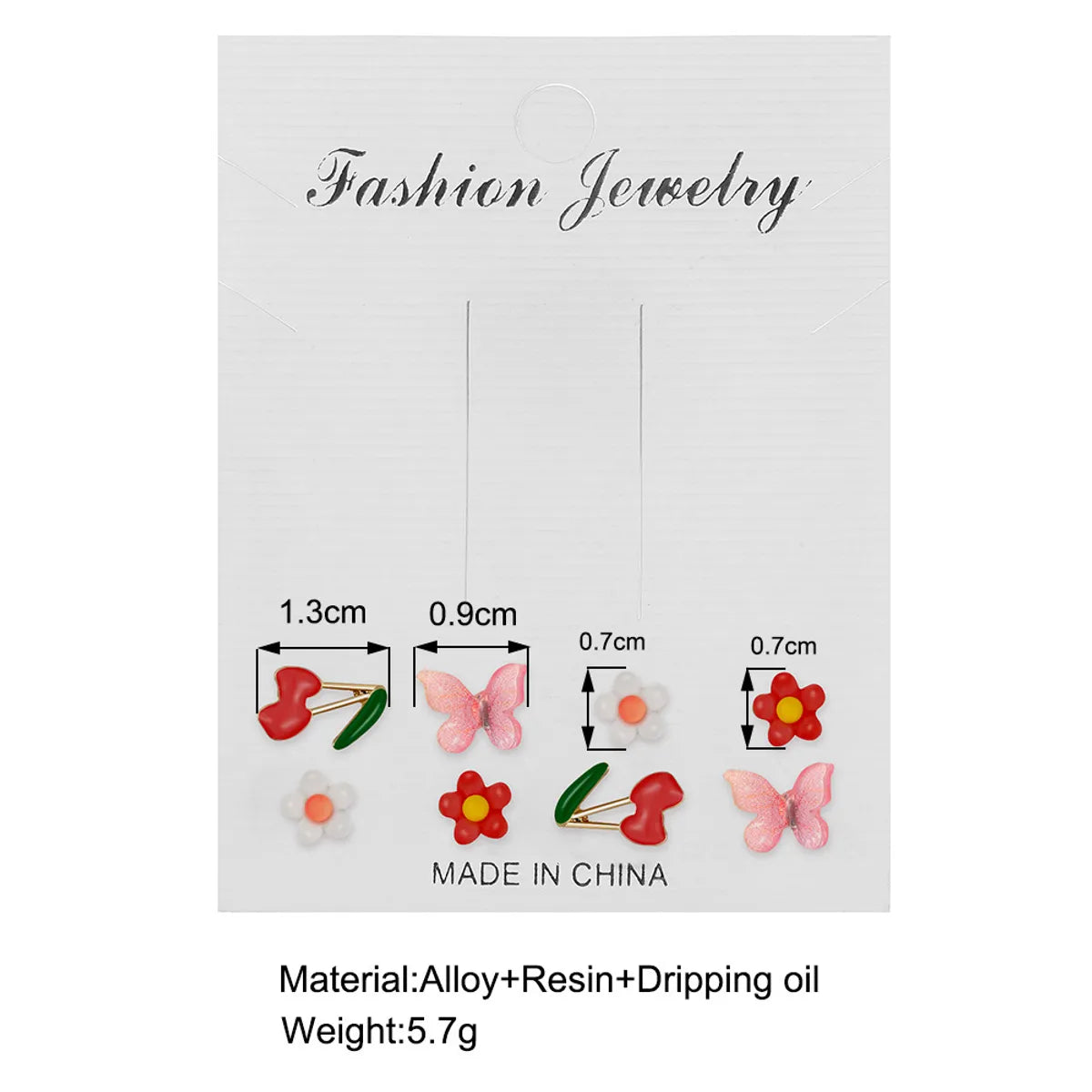 1 Set Sweet Flower Butterfly Resin Metal Enamel Women's Earrings