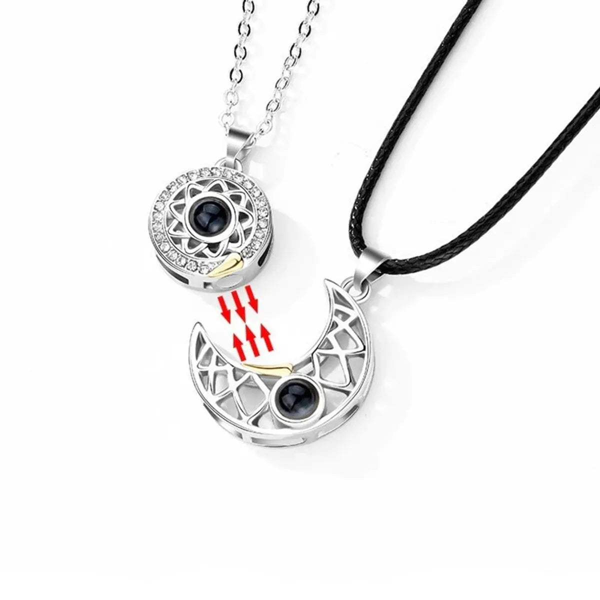 1 Set Sweet Geometric Sun Moon Alloy Metal Plating Unisex Pendant Necklace