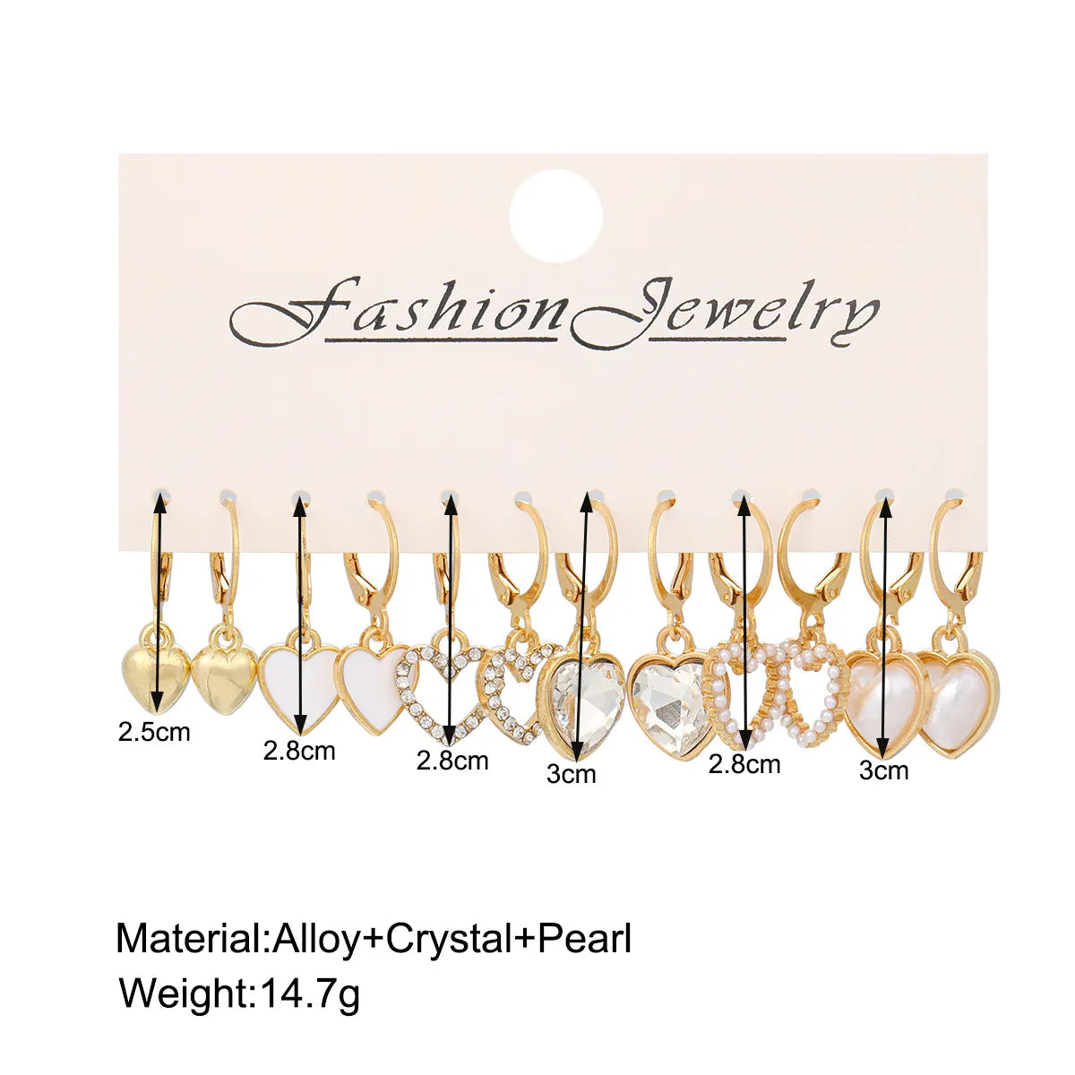 1 Set Sweet Heart Shape Alloy Drop Earrings