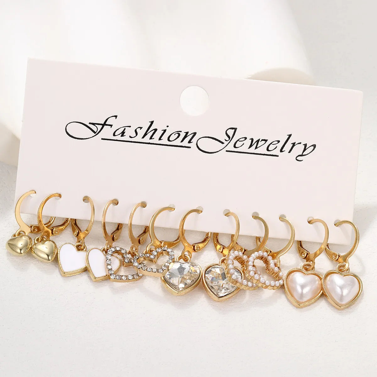 1 Set Sweet Heart Shape Alloy Drop Earrings