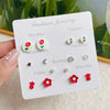 1 Set Sweet Heart Shape Flower Bow Knot Alloy Ear Studs