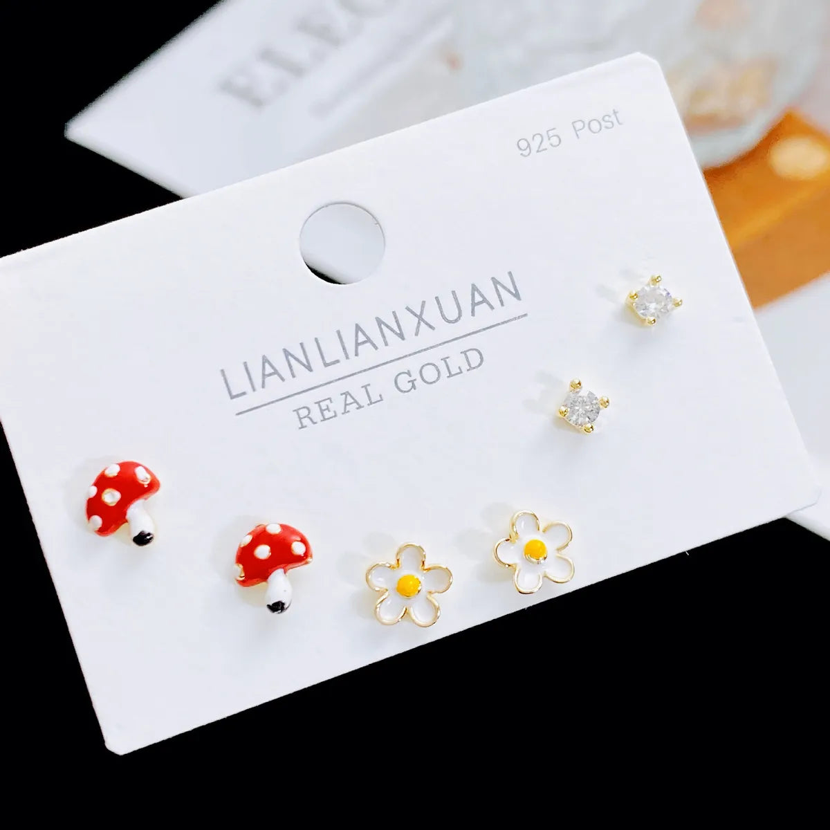 1 Set Sweet Heart Shape Plating Copper Ear Studs