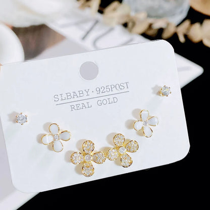 1 Set Sweet Heart Shape Plating Copper Ear Studs