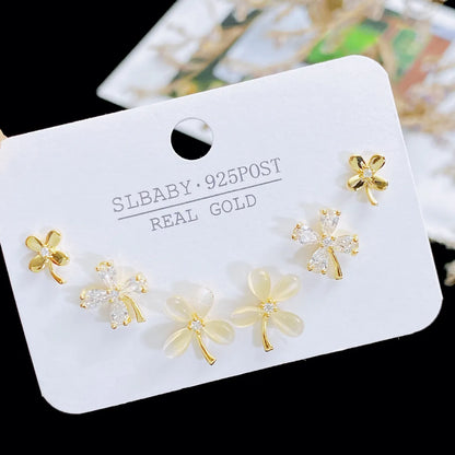 1 Set Sweet Heart Shape Plating Copper Ear Studs