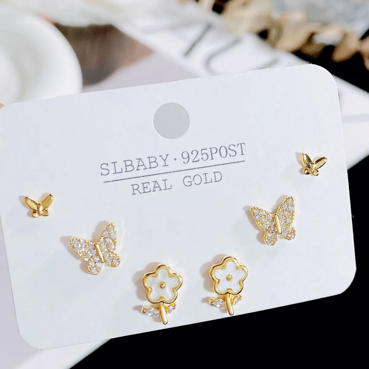 1 Set Sweet Heart Shape Plating Copper Ear Studs