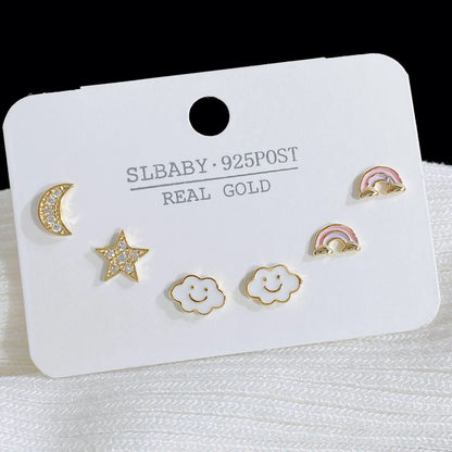 1 Set Sweet Heart Shape Plating Copper Ear Studs