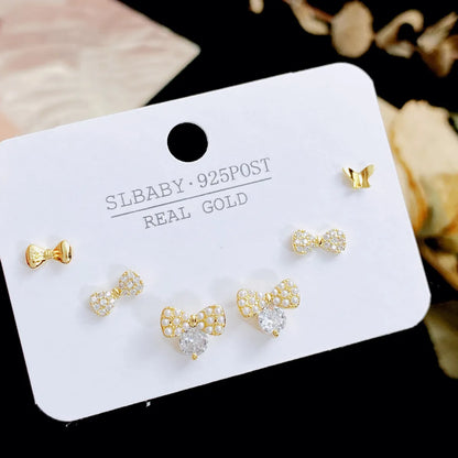 1 Set Sweet Heart Shape Plating Copper Ear Studs