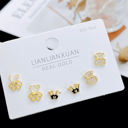 1 Set Sweet Heart Shape Plating Copper Ear Studs