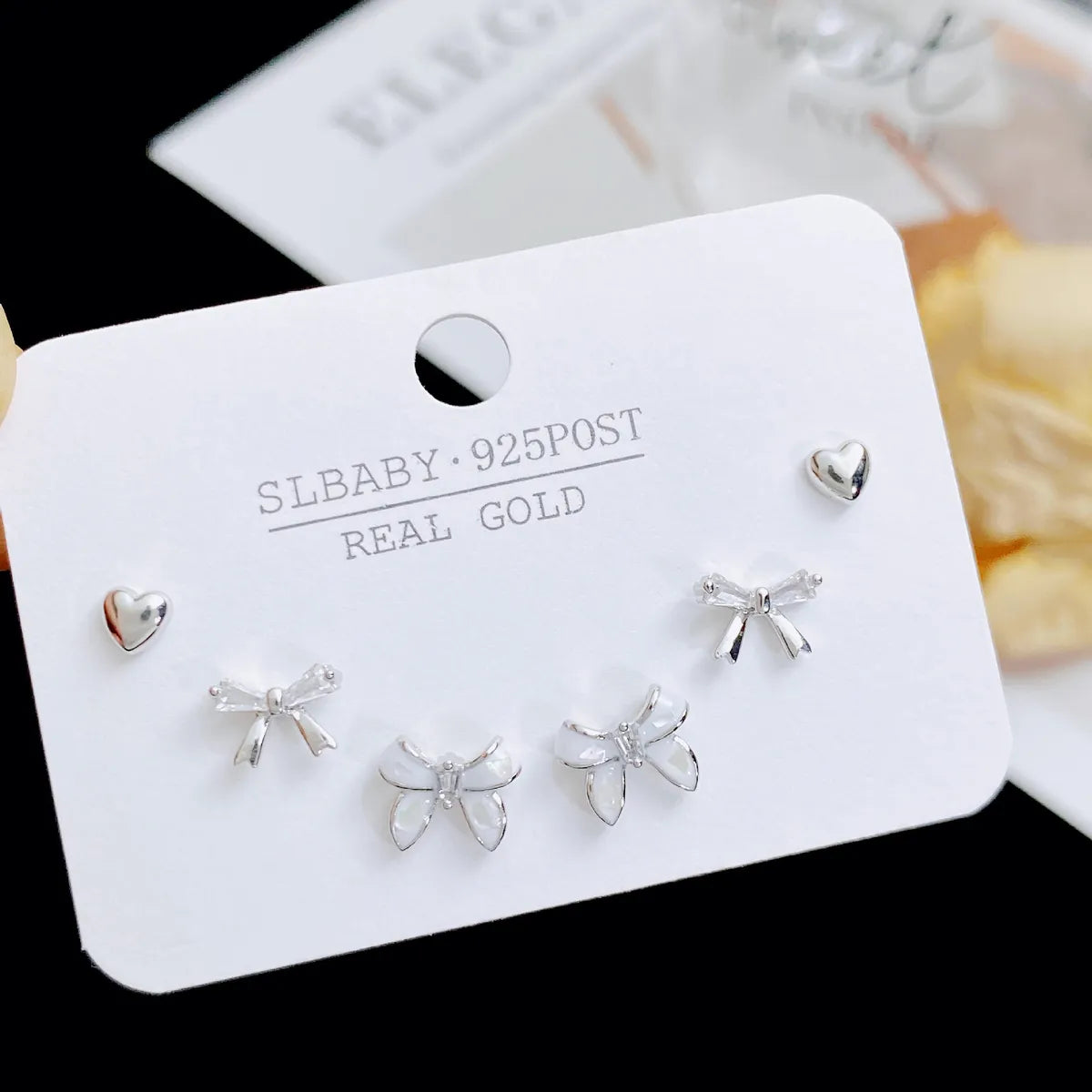 1 Set Sweet Heart Shape Plating Copper Ear Studs