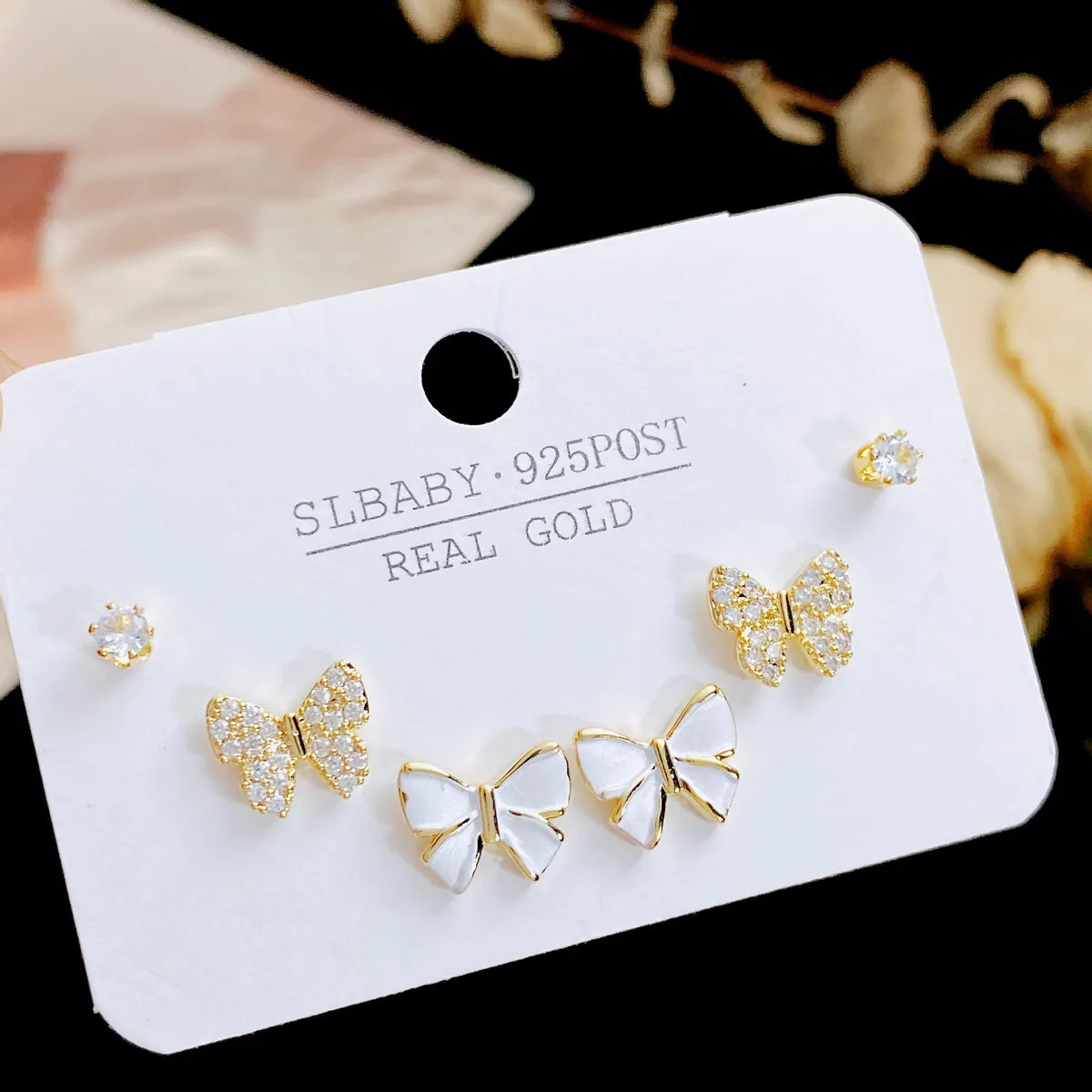 1 Set Sweet Heart Shape Plating Copper Ear Studs