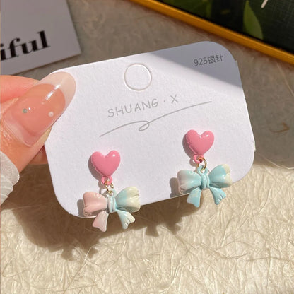 1 Set Sweet Star Moon Enamel Alloy Drop Earrings Ear Studs