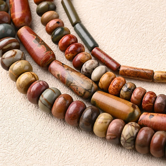 1 Strand/Package 13x4mm 20x8mm 5x8mm Hole 1~1.9mm Natural Stone Picasso Jasper Multicolor Marble Simple Polished Beads