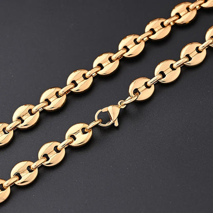 1 Strand/Package 304 Stainless Steel 18K Gold Plated Polished Coffee Bean Chain Jewelry Accessories