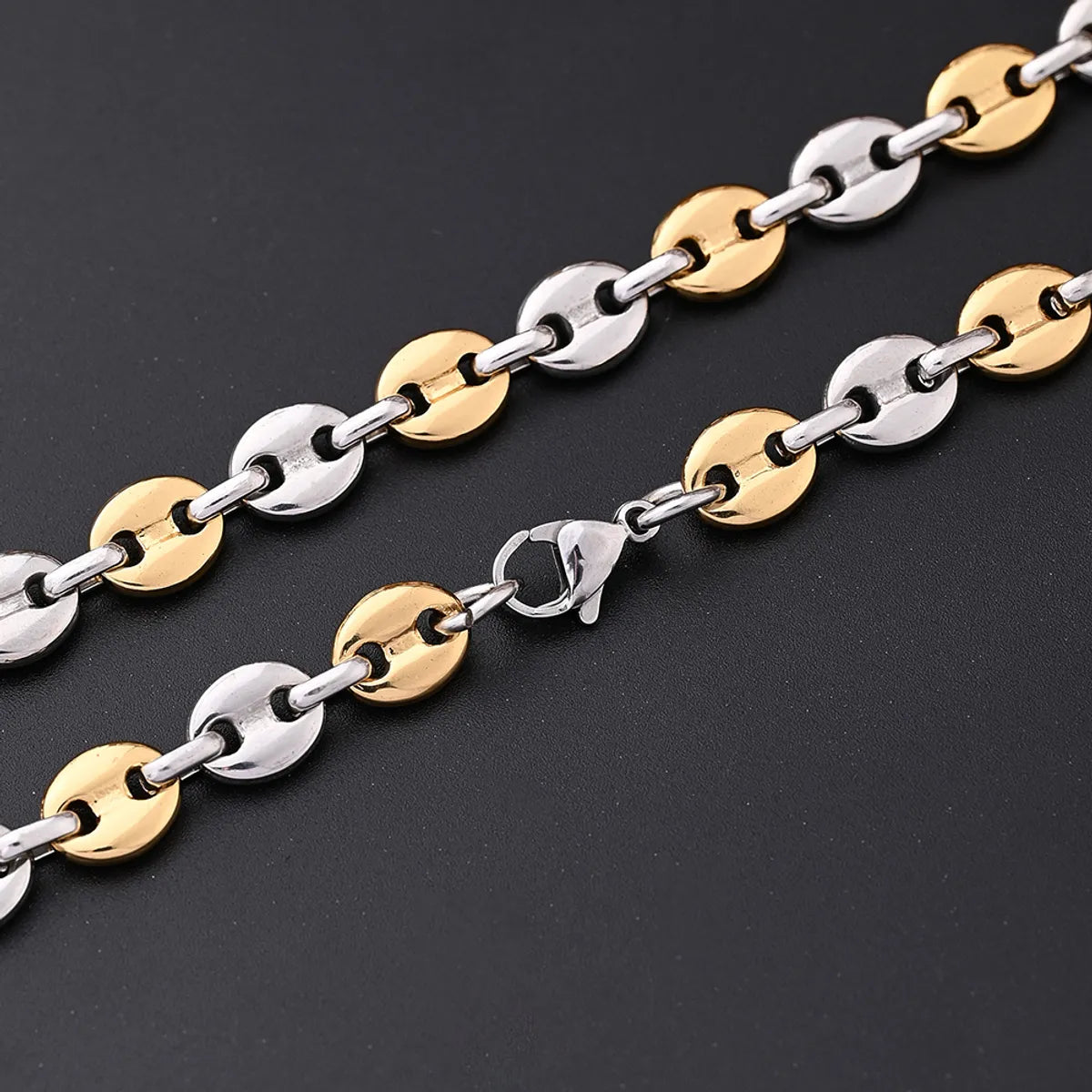 1 Strand/Package 304 Stainless Steel 18K Gold Plated Polished Coffee Bean Chain Jewelry Accessories