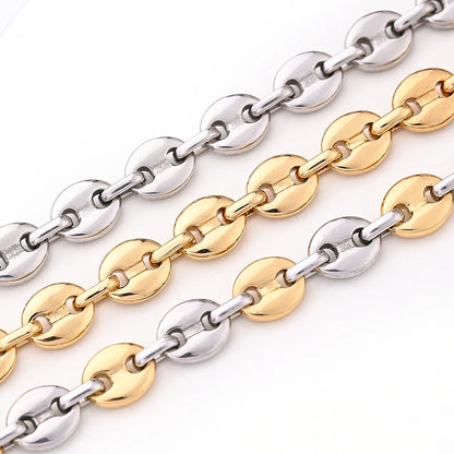 1 Strand/Package 304 Stainless Steel 18K Gold Plated Polished Coffee Bean Chain Jewelry Accessories