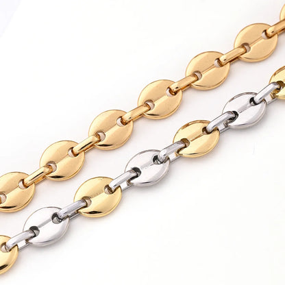 1 Strand/Package 304 Stainless Steel 18K Gold Plated Polished Coffee Bean Chain Jewelry Accessories