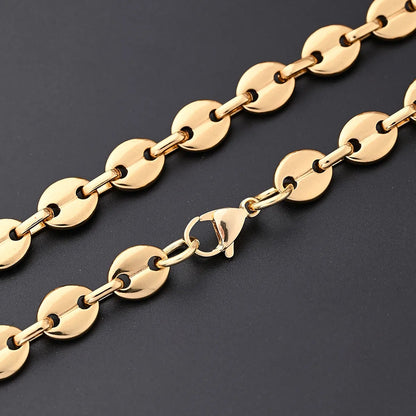 1 Strand/Package 304 Stainless Steel 18K Gold Plated Polished Coffee Bean Chain Jewelry Accessories