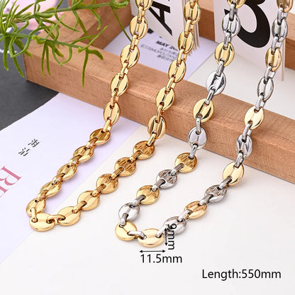 1 Strand/Package 304 Stainless Steel 18K Gold Plated Polished Coffee Bean Chain Jewelry Accessories