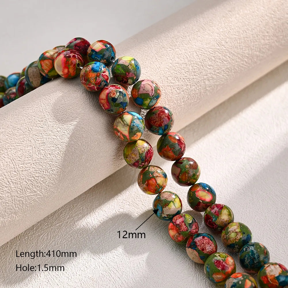 1 Strand/Package Diameter 4mm Diameter 6 Mm Diameter 8mm Hole Under 1mm Hole 1~1.9mm Beaded Artificial Gemstones Natural Stone Imperial Jasper Multicolor Color Block Polished Beads