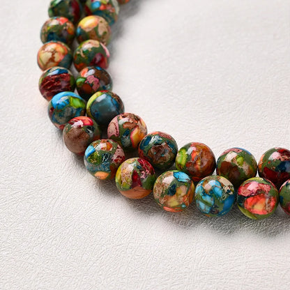 1 Strand/Package Diameter 4mm Diameter 6 Mm Diameter 8mm Hole Under 1mm Hole 1~1.9mm Beaded Artificial Gemstones Natural Stone Imperial Jasper Multicolor Color Block Polished Beads