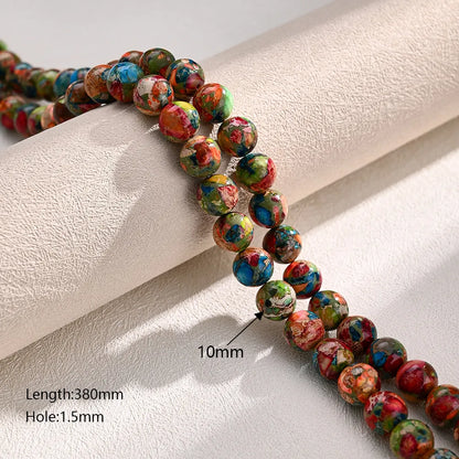 1 Strand/Package Diameter 4mm Diameter 6 Mm Diameter 8mm Hole Under 1mm Hole 1~1.9mm Beaded Artificial Gemstones Natural Stone Imperial Jasper Multicolor Color Block Polished Beads