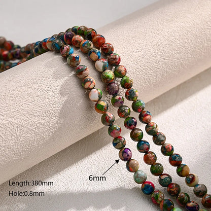 1 Strand/Package Diameter 4mm Diameter 6 Mm Diameter 8mm Hole Under 1mm Hole 1~1.9mm Beaded Artificial Gemstones Natural Stone Imperial Jasper Multicolor Color Block Polished Beads