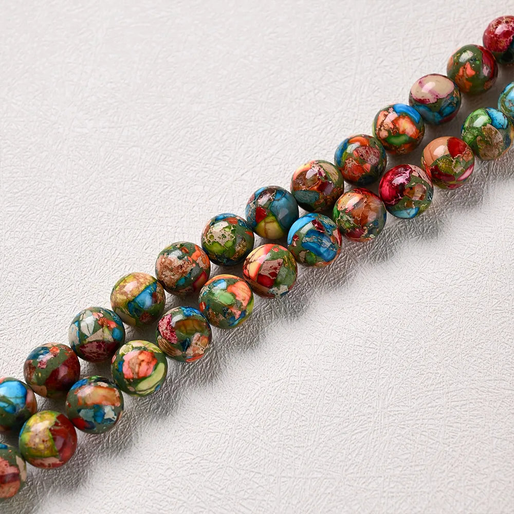 1 Strand/Package Diameter 4mm Diameter 6 Mm Diameter 8mm Hole Under 1mm Hole 1~1.9mm Beaded Artificial Gemstones Natural Stone Imperial Jasper Multicolor Color Block Polished Beads