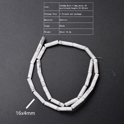 1 Strand/Package 16x4mm Hole 1~1.9mm Natural Stone Howlite Marble Color Block Polished Beads