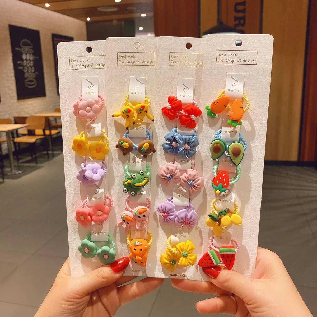 10 Bags Of Korean Cartoon Hair Rope Set Cute Fruit Hair Rope