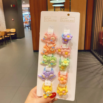 10 Bags Of Korean Cartoon Hair Rope Set Cute Fruit Hair Rope