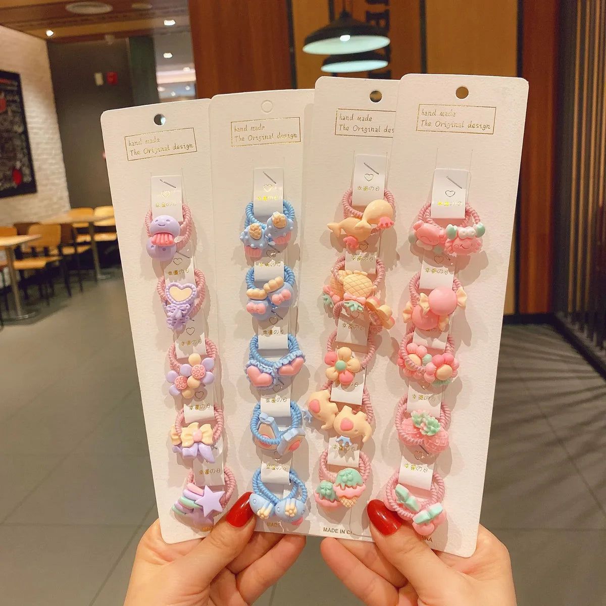 10 Bags Of Korean Cartoon Hair Rope Set Cute Fruit Hair Rope