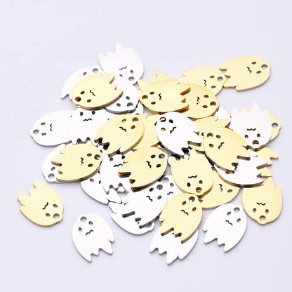 10 PCS/Package 10*14mm Hole 1~1.9mm 304 Stainless Steel Gold Plated Ghost Polished Pendant