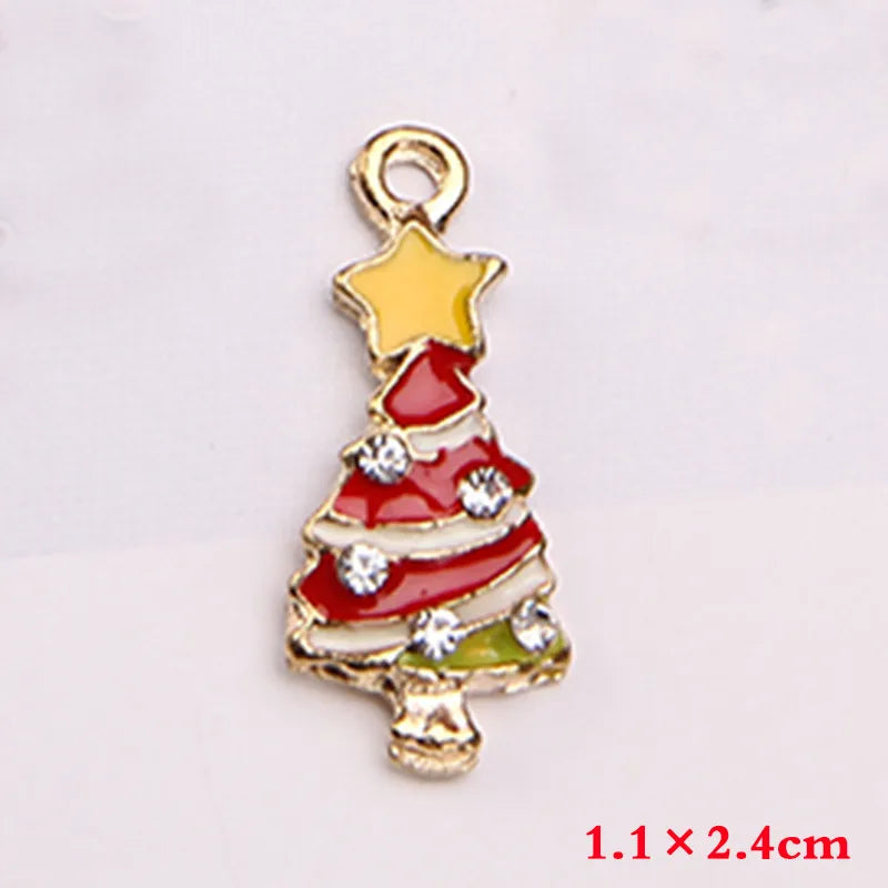 10 PCS/Package 10*17mm 15 * 19mm Alloy Christmas Hat Christmas Tree Santa Claus Pendant