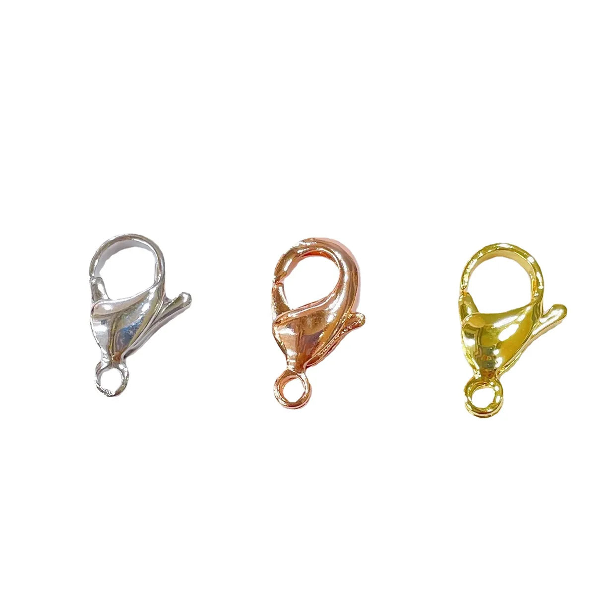 10 PCS/Package 10 * 7mm 12 * 7mm 15 * 10mm Stainless Steel Solid Color Lobster Clasp