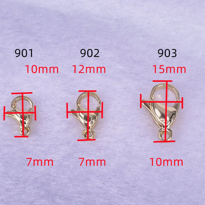 10 PCS/Package 10 * 7mm 12 * 7mm 15 * 10mm Stainless Steel Solid Color Lobster Clasp