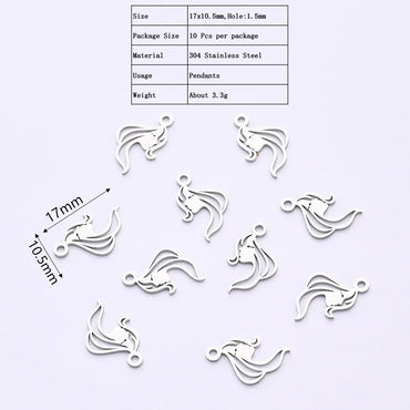 10 PCS/Package 10.5*17mm Hole 1~1.9mm 304 Stainless Steel Gold Plated Human Face Polished Pendant